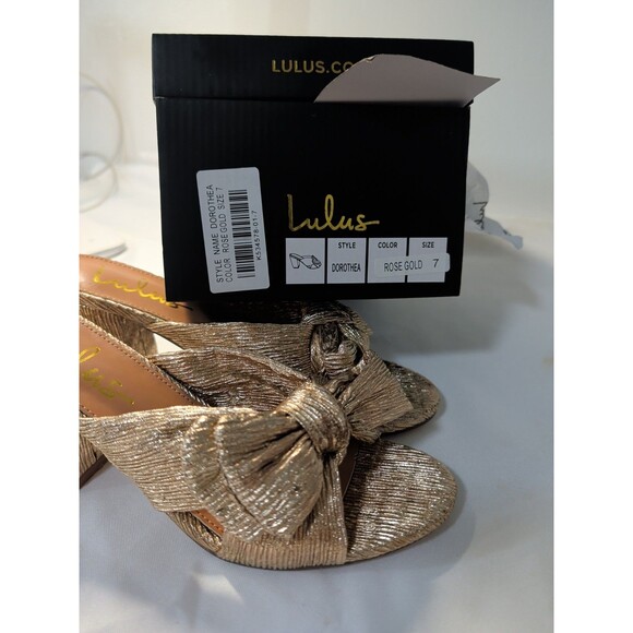 Lulu's Rose Gold Dorothea Open Toe Slides Chunky Heel Sandals Womens Size 7 - Picture 4 of 8